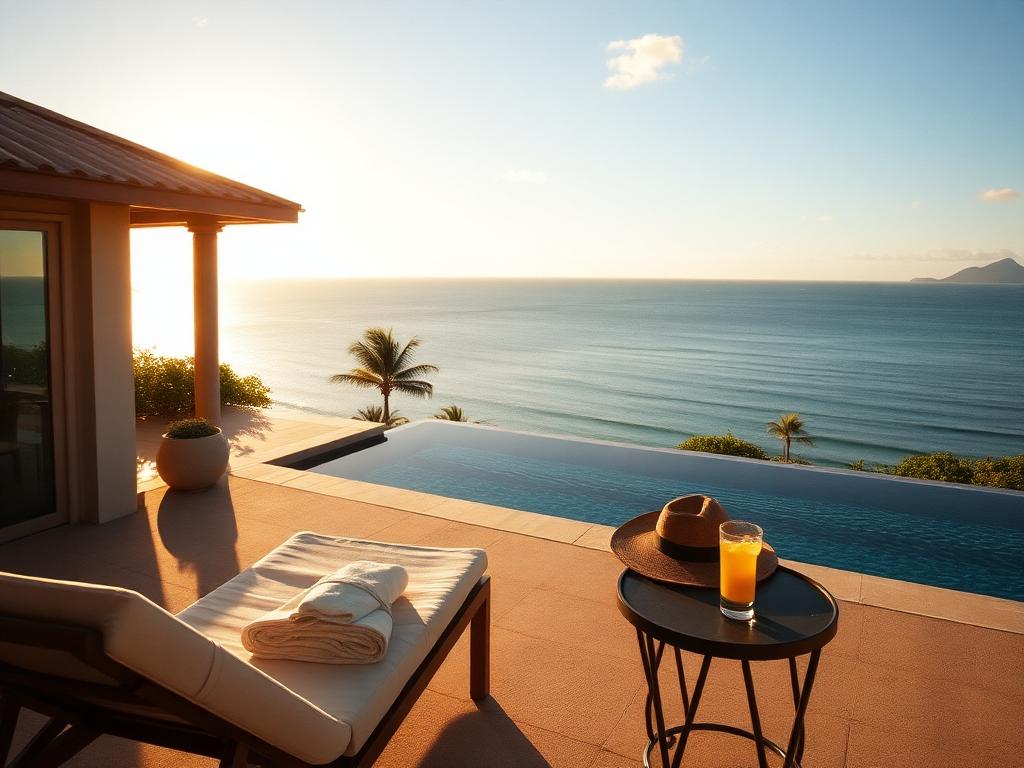 Resort residence terrace overlooking the Pacific in Papagayo
