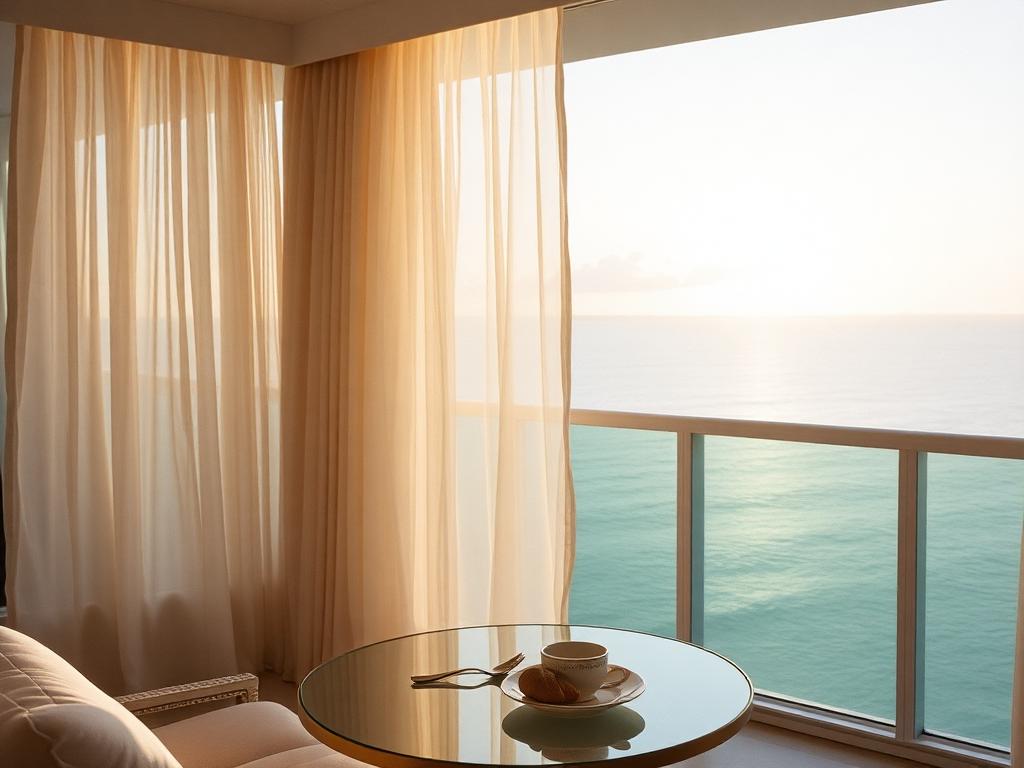 Oceanfront residence interior in Sunny Isles Beach with terrace
